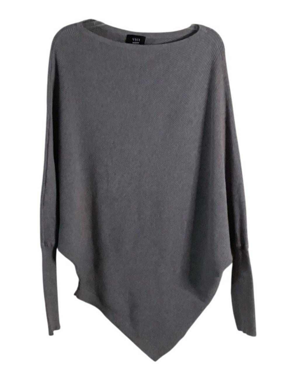 Vici Off-the-Shoulder Asymmetric Poncho Sweater Cashmere Blend Medium
